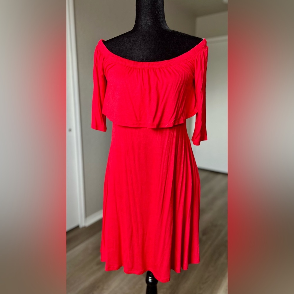 Annabelle Bold Red Off-Shoulder Dress